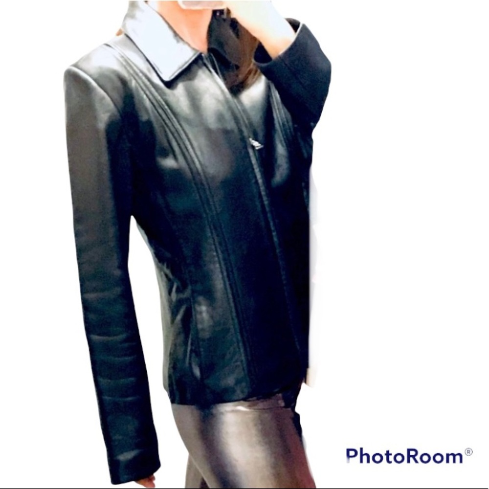 Jones Wear Sport lined soft leather bikercore baddie aesthetic jacket black M - Picture 11 of 11